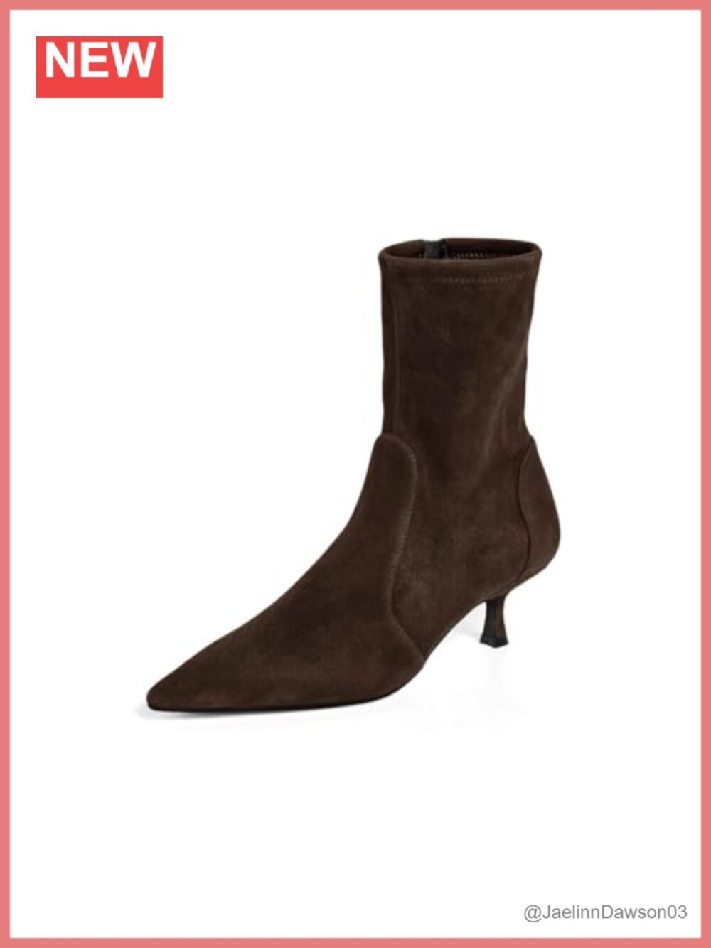Women's Kitten Heel Ankle Boots Faux Suede Pointed Toe Side Zip Booties